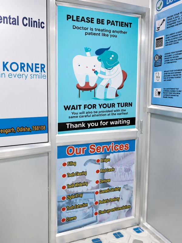 Patient information area and waiting space at The Tooth Korner